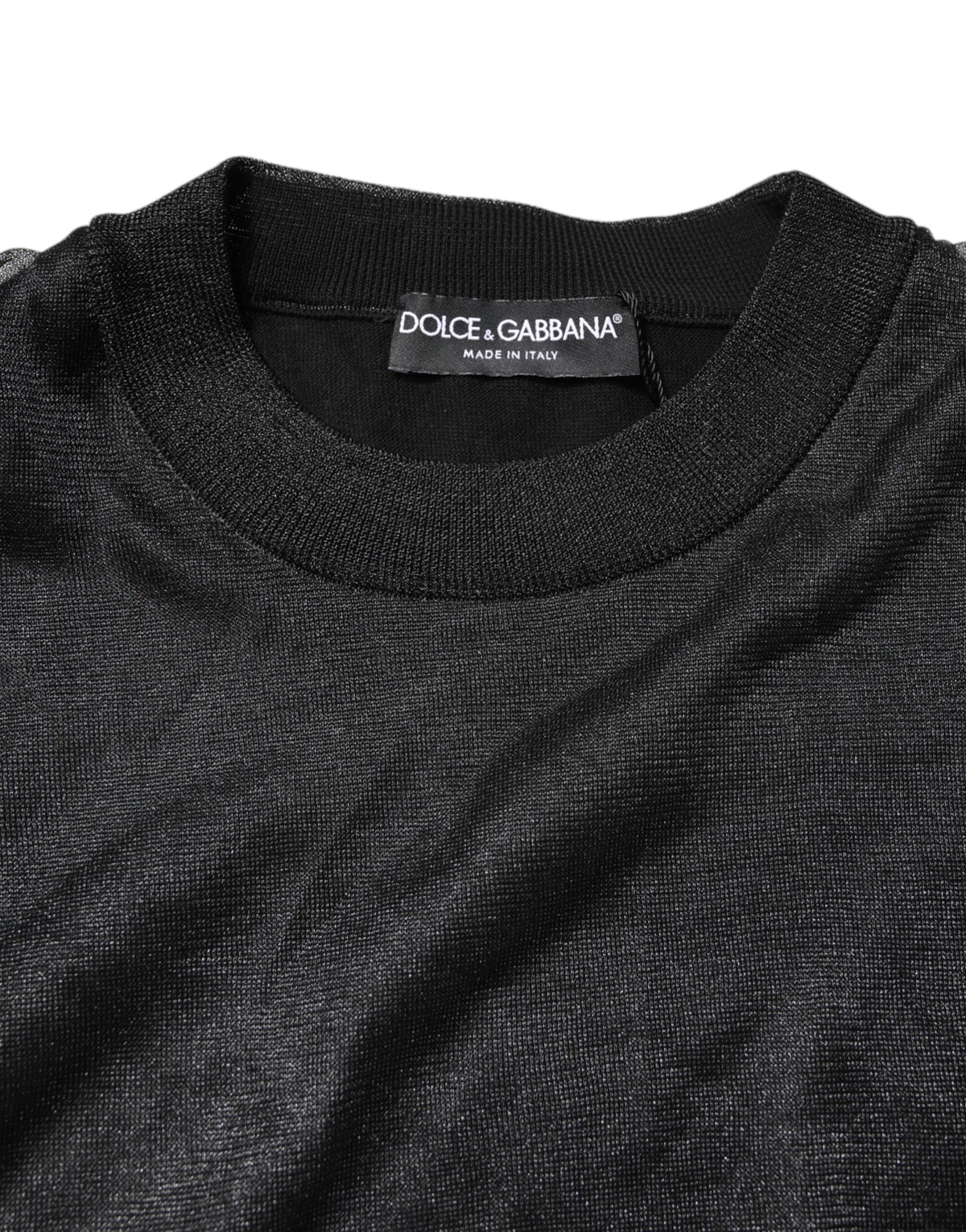 Dolce & Gabbana Black Logo Knitted Crewneck Pullover Sweater