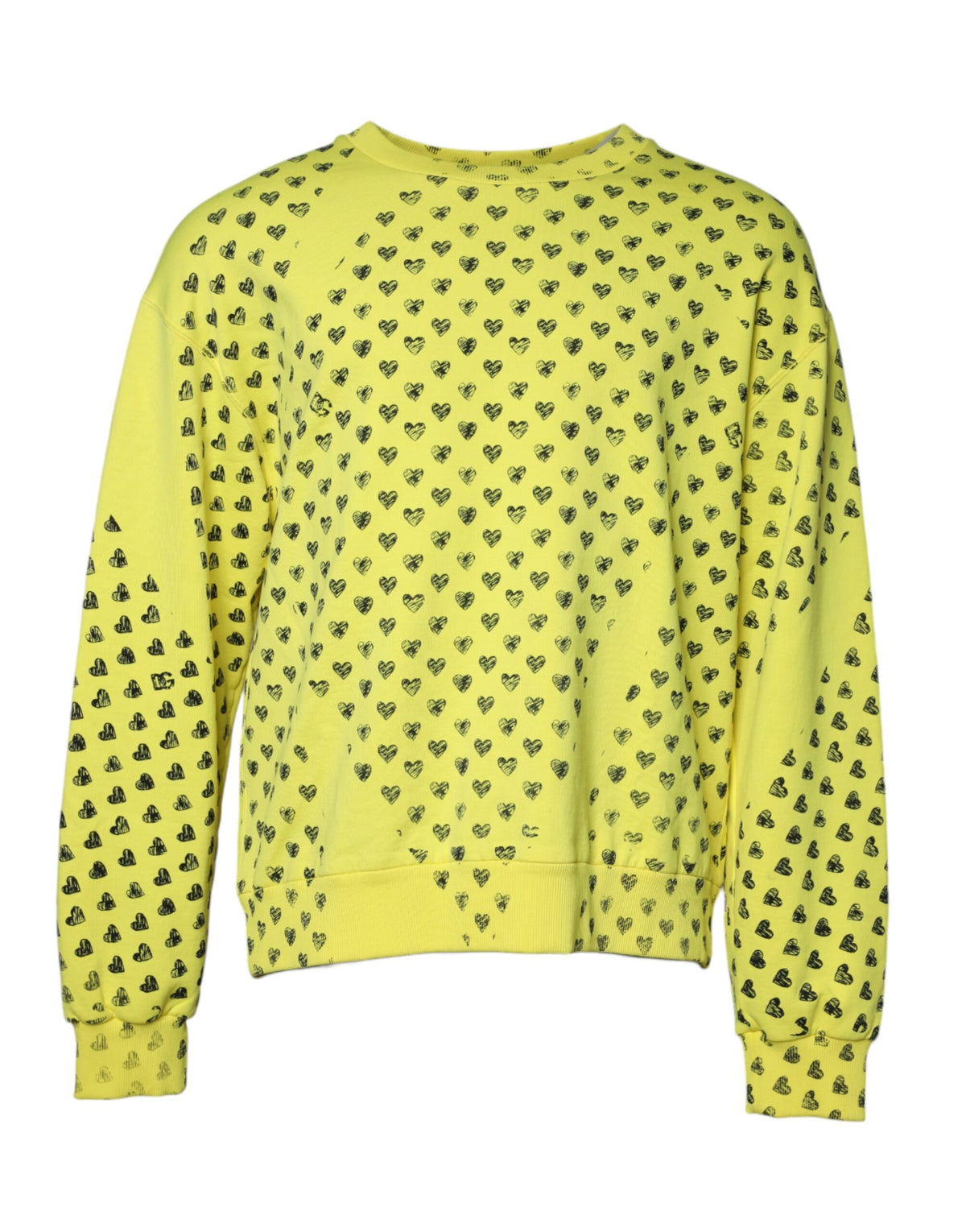Dolce & Gabbana Yellow Heart Crew Neck Men Pullover Sweater