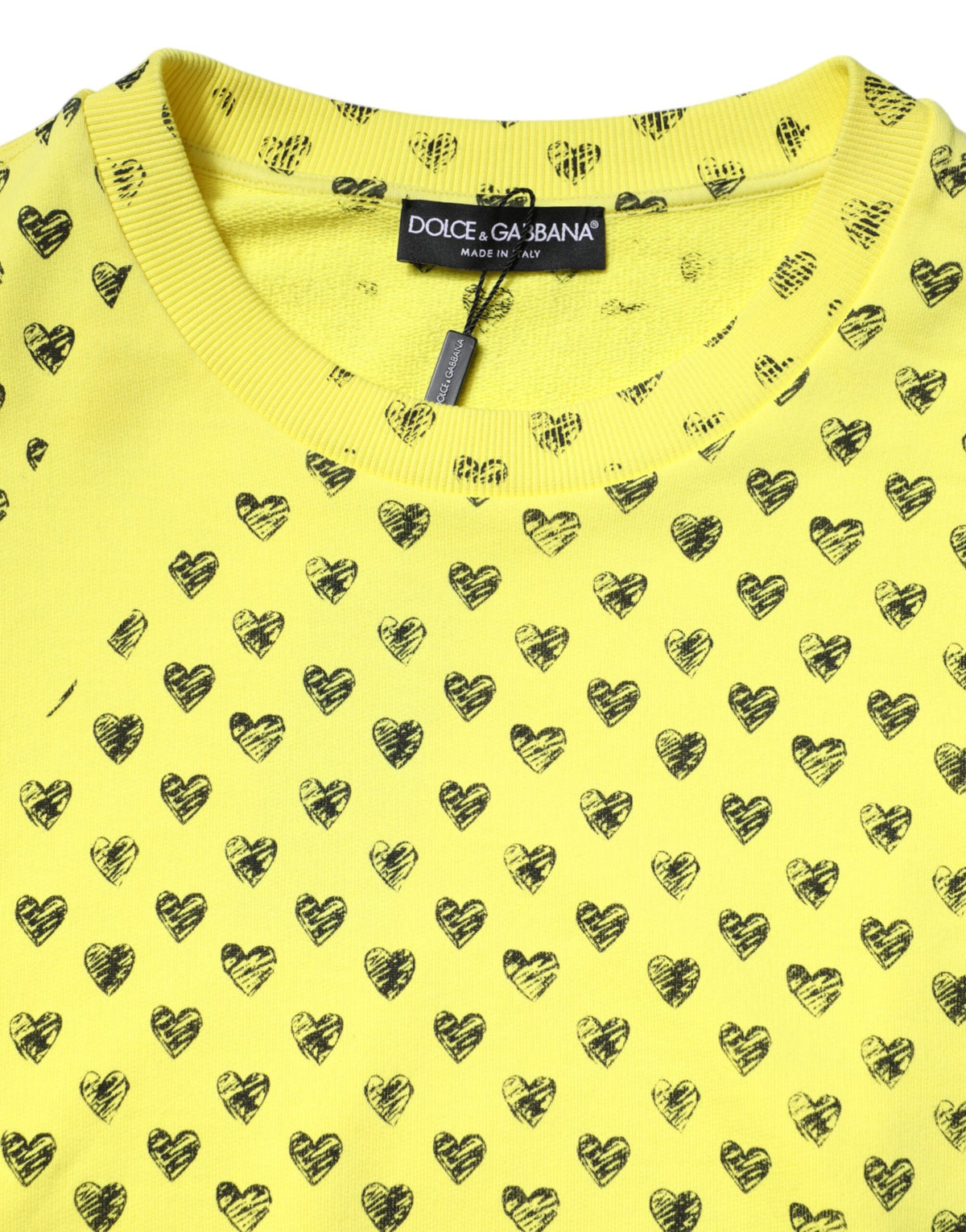 Dolce & Gabbana Yellow Heart Crew Neck Men Pullover Sweater