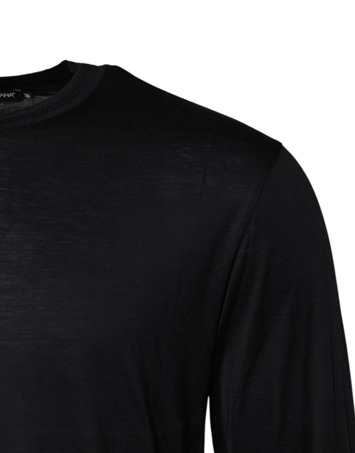 Dark Blue Silk Crew Neck Men Pullover Sweater