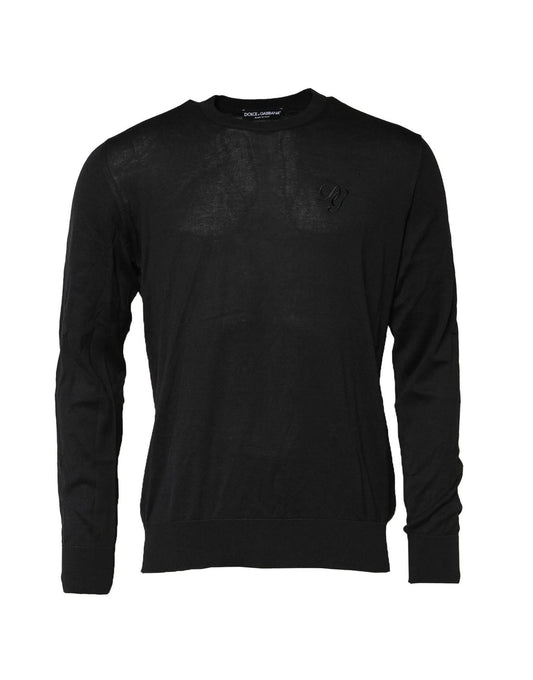 Dolce & Gabbana Black Cotton DG Logo Men Sweatshirt Sweater