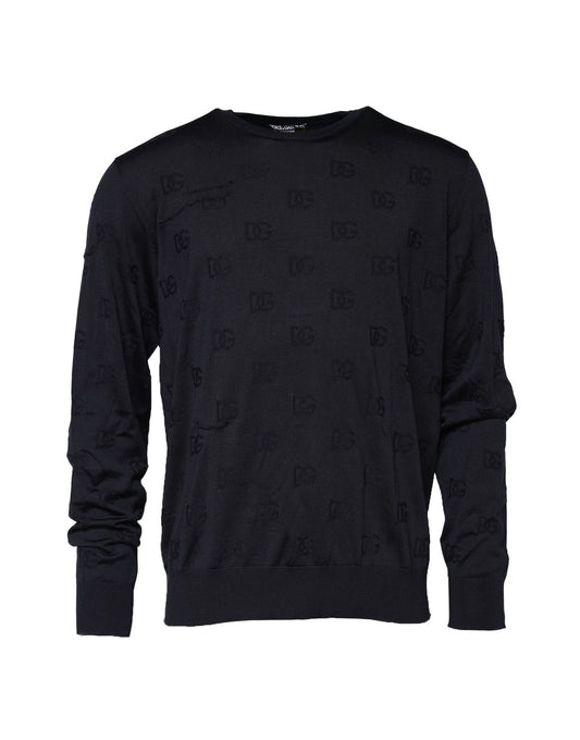 Dolce & Gabbana Black Silk Crew Neck Sweatshirt Sweater
