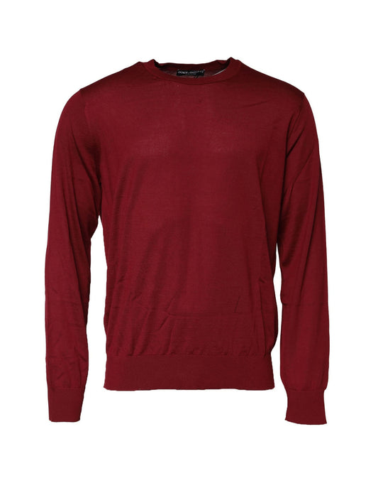 Dolce & Gabbana Maroon Cashmere Crew Neck Sweatshirt Sweater