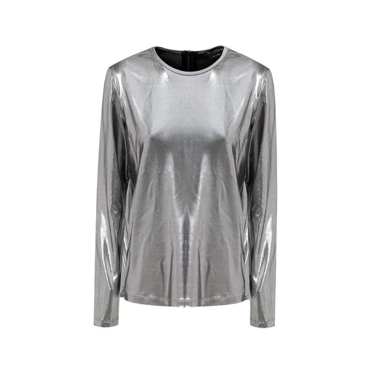 Gray Viscose Long Sleeve T-Shirt