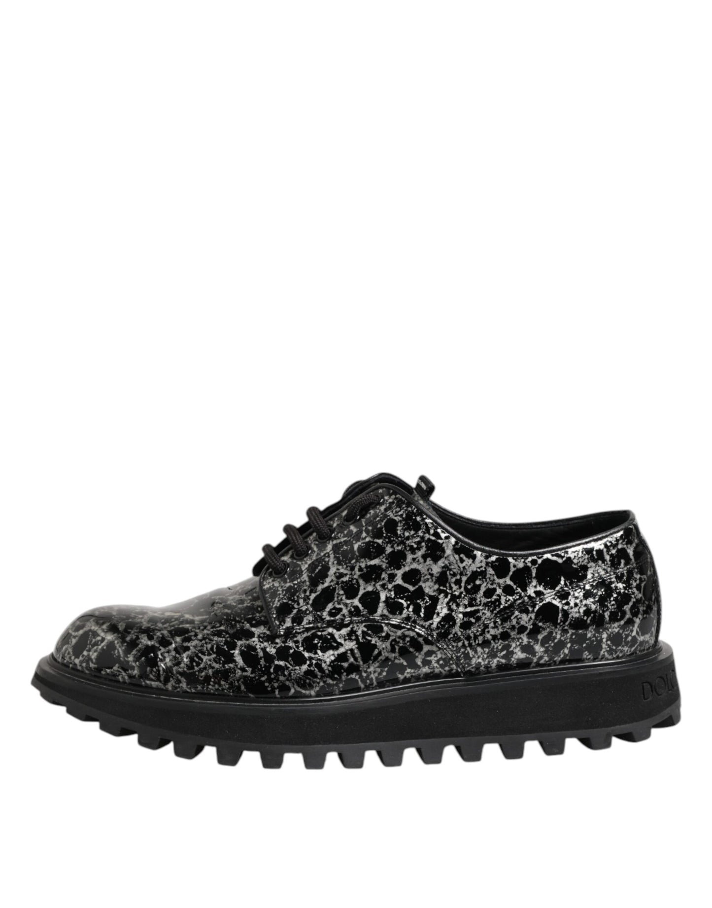 Black White Calfskin Chunky Derby Shoes