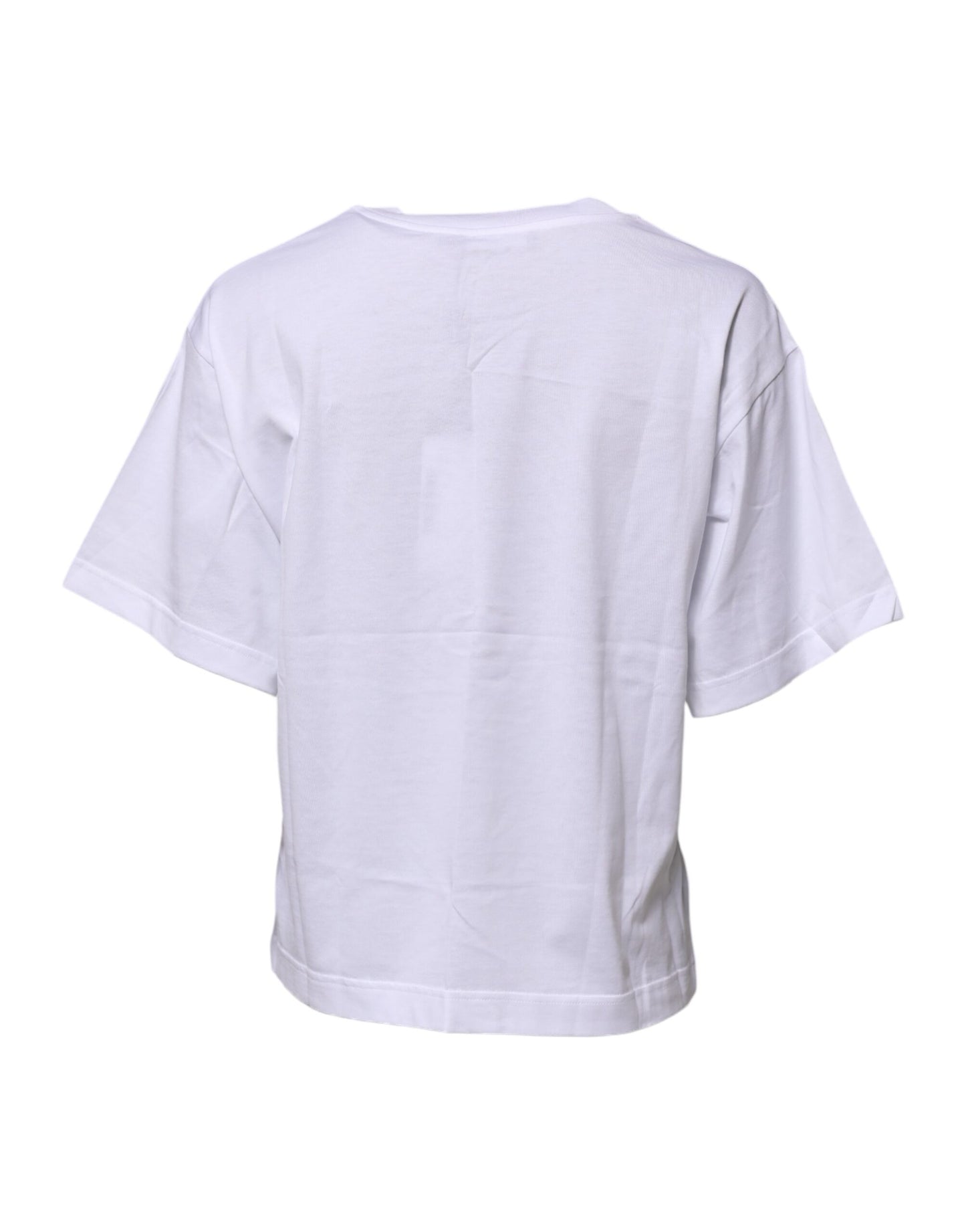 White Cotton Graphic Print Crew Neck T-shirt