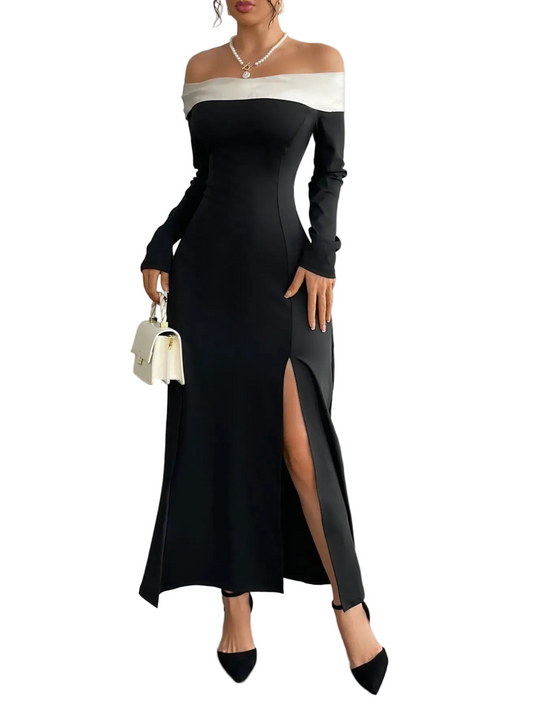 The Noir Elegance Maxi Dress