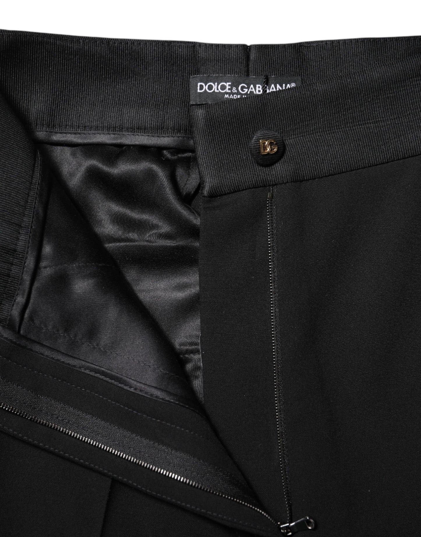 Black Wool High Waist Skinny Pants