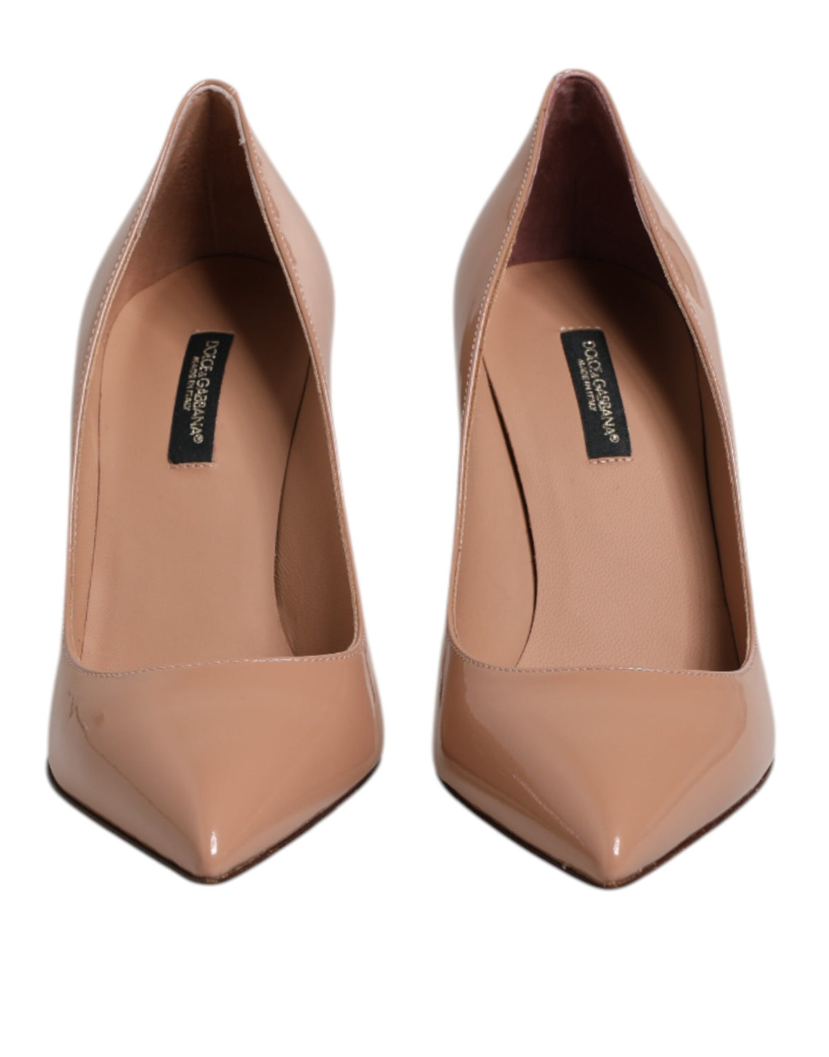 Dolce & Gabbana Beige Patent Leather Stiletto Heel Pump Shoes