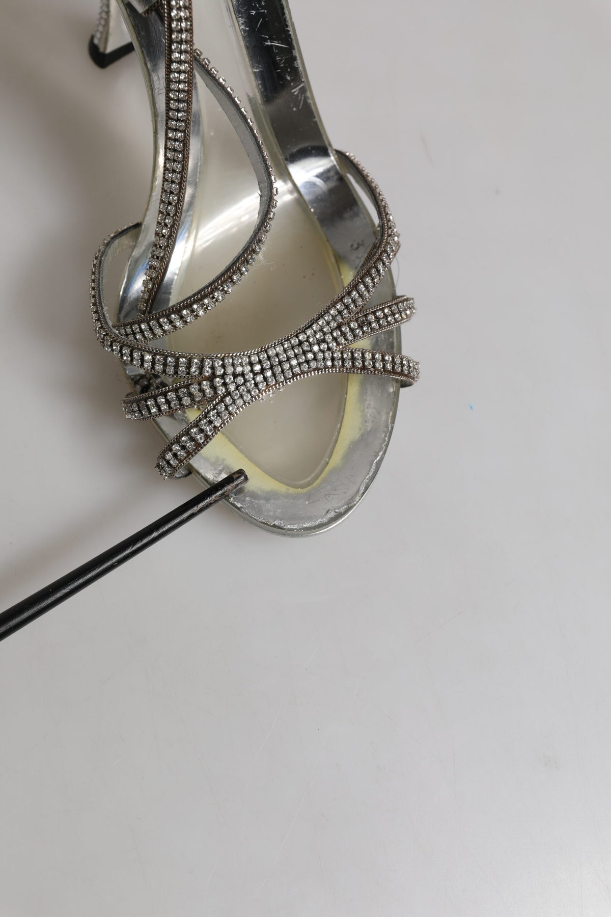 Dolce & Gabbana Silver Strass Ankle Strap Heels Sandals Shoes