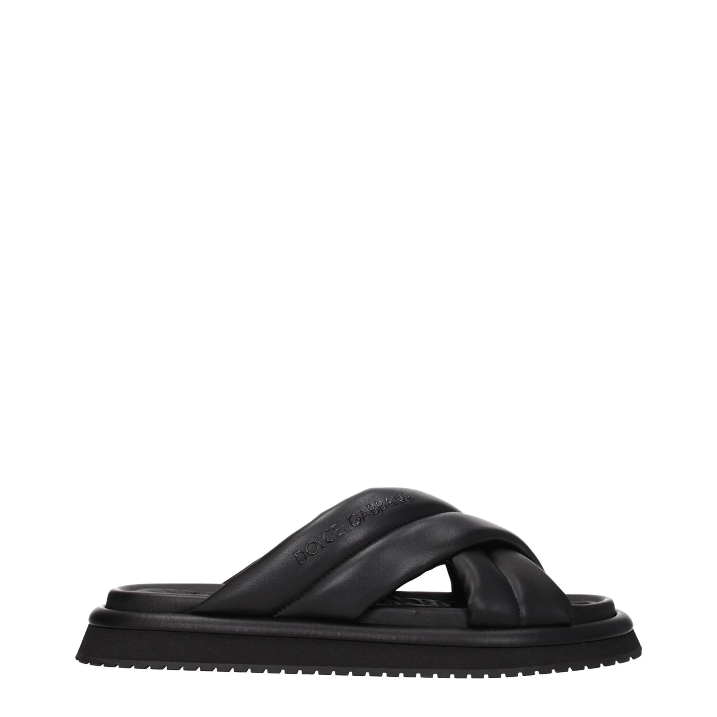 Black Leather Slippers