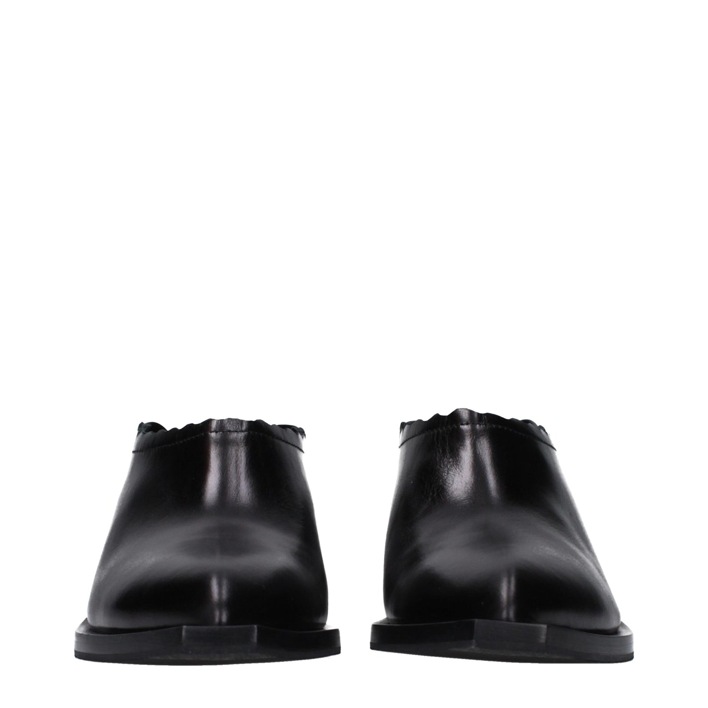 Black Leather Mules