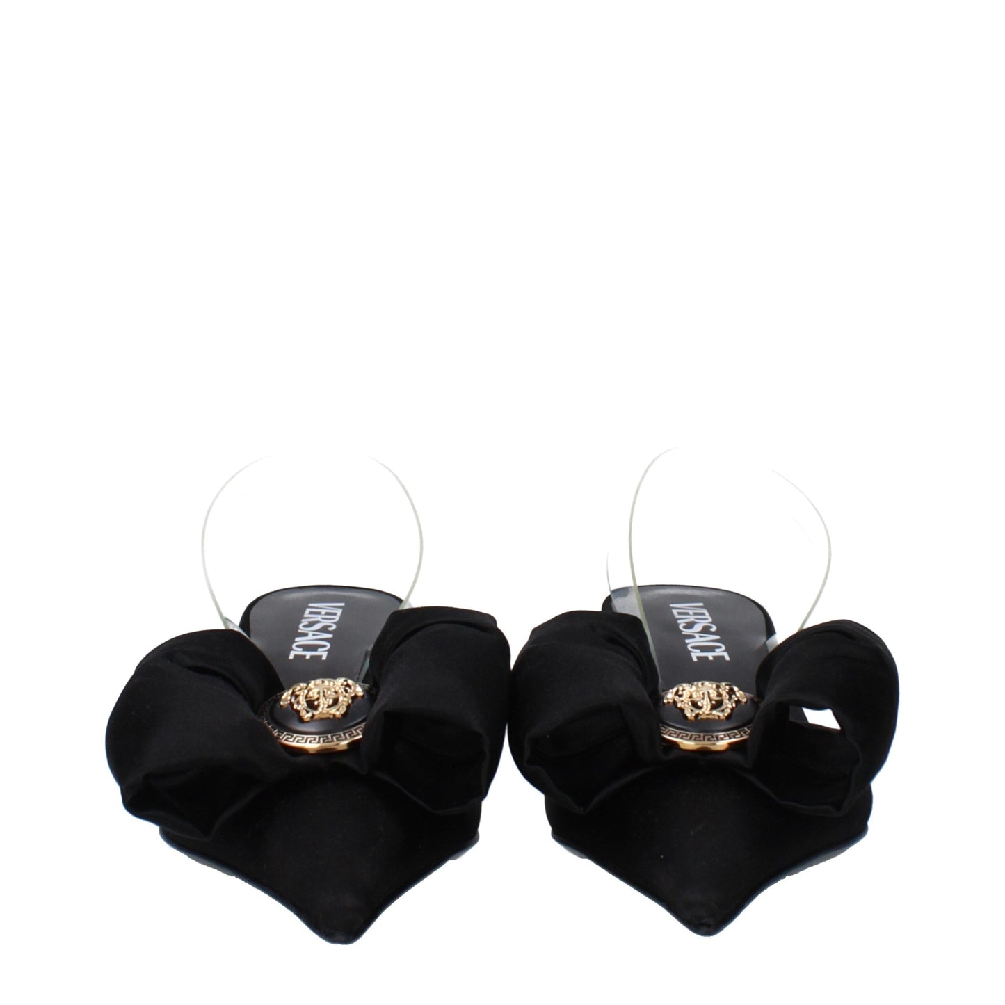 Black Satin Flat Sandals