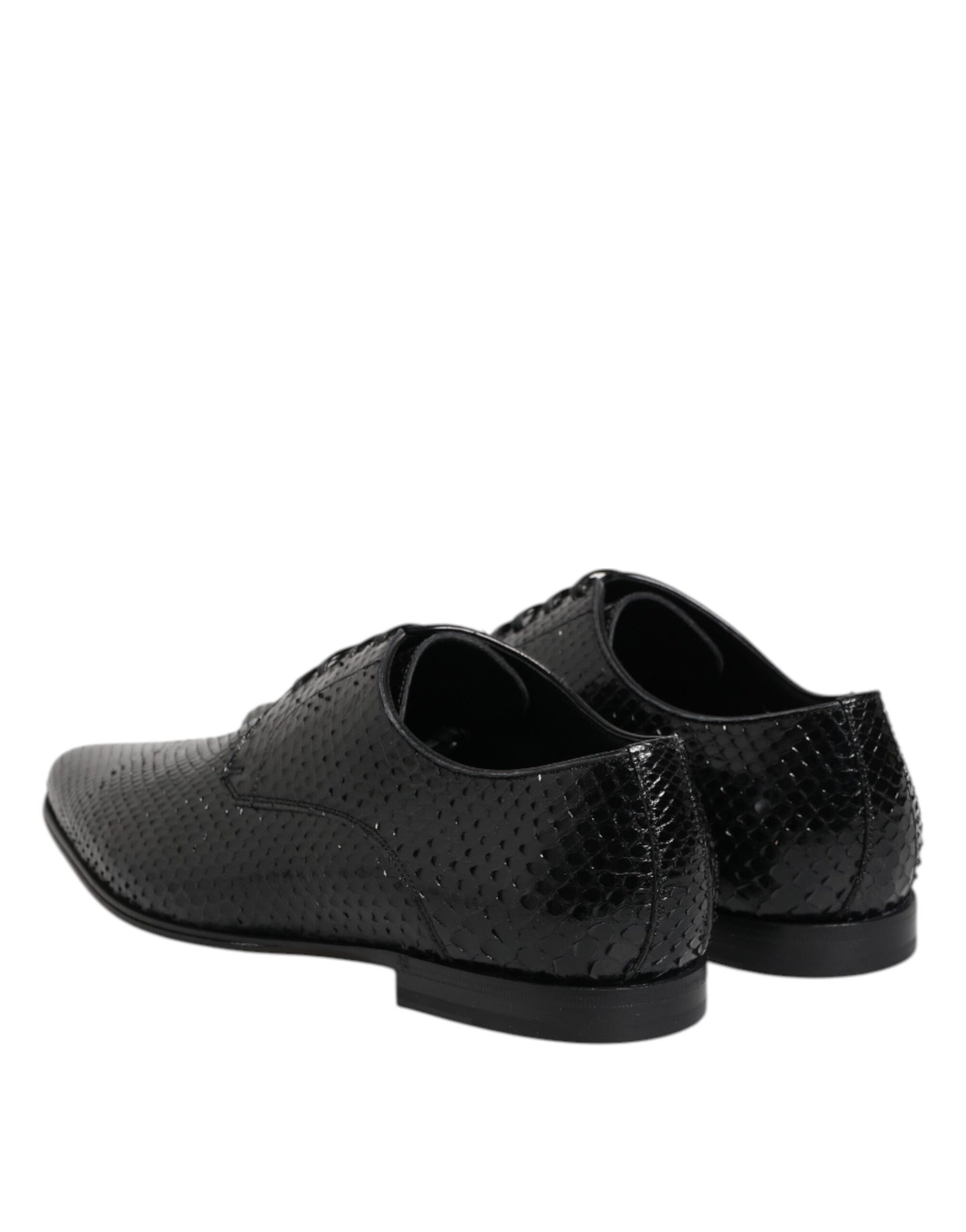 Black Exotic Leather Lace Up Derby Shoes