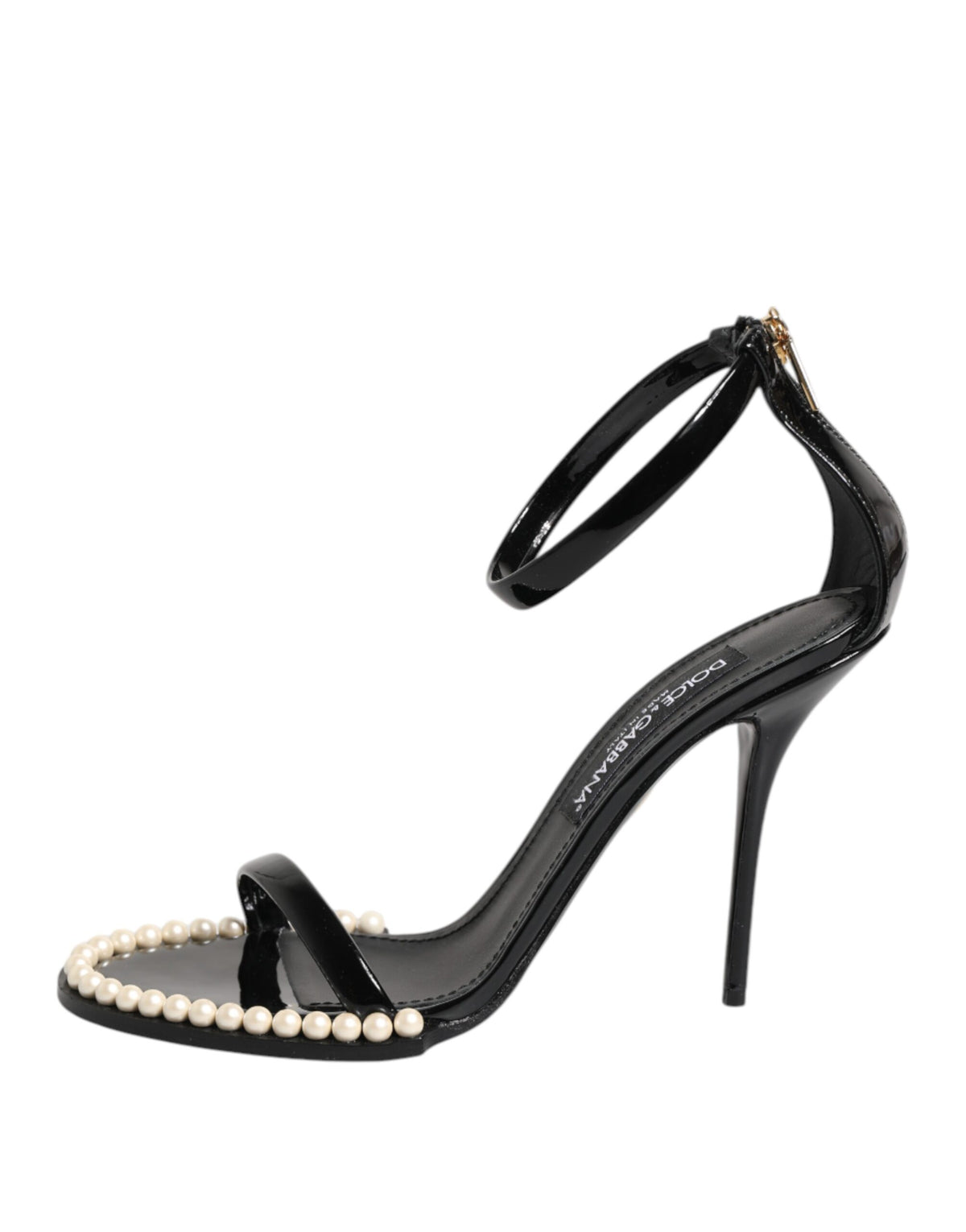 Dolce & Gabbana Black KEIRA Pearl Embellished Sandals Shoes