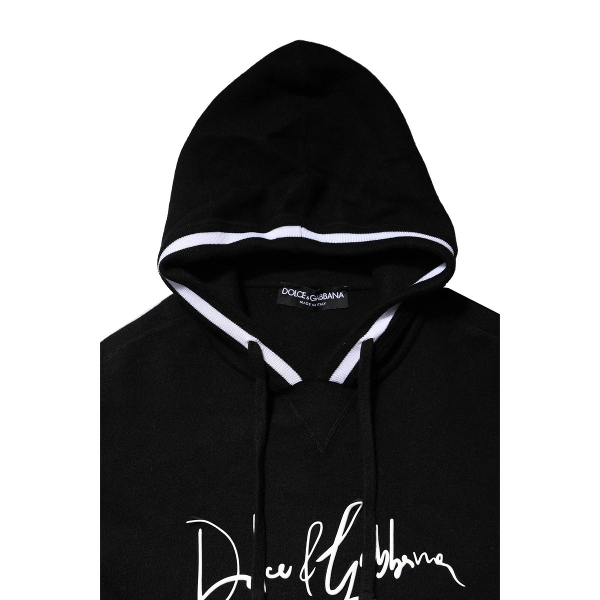 Dolce & Gabbana Black Hooded Logo Print Sweatshirt Sweater