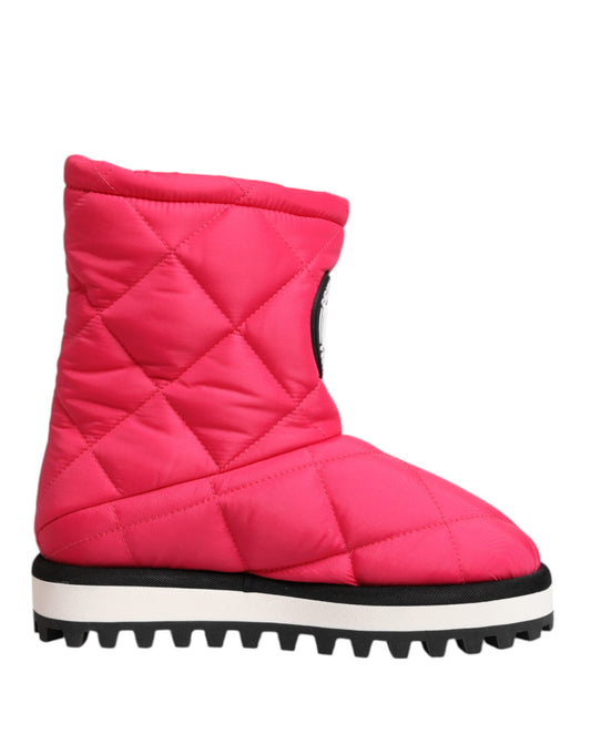 Dolce & Gabbana Pink White Viscose Padded Mid Calf Boots Shoes
