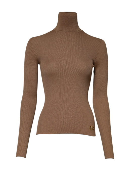 Dolce & Gabbana Brown Knit Long Sleeves Turtleneck Sweater
