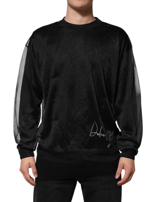Dolce & Gabbana Black Polyester Pullover Sweatshirt Sweater