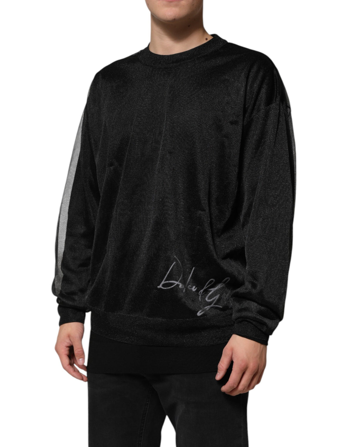Dolce & Gabbana Black Polyester Pullover Sweatshirt Sweater