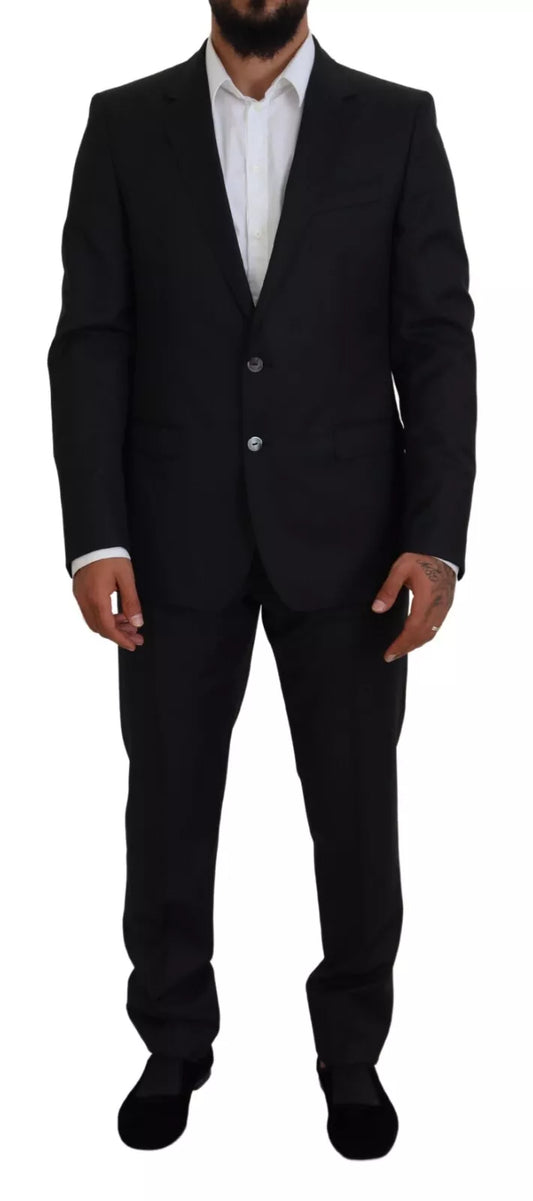 Dolce & Gabbana Melange Grey Wool 2 Piece MARTINI Suit