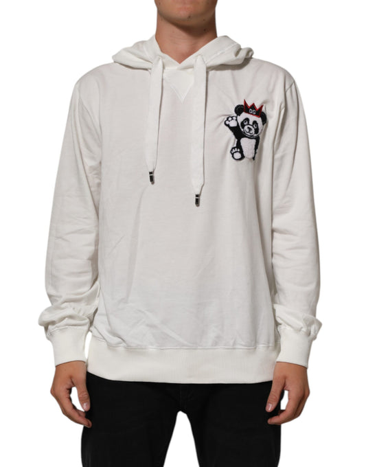Dolce & Gabbana Off White Cotton Panda Hooded Sweatshirt Sweater