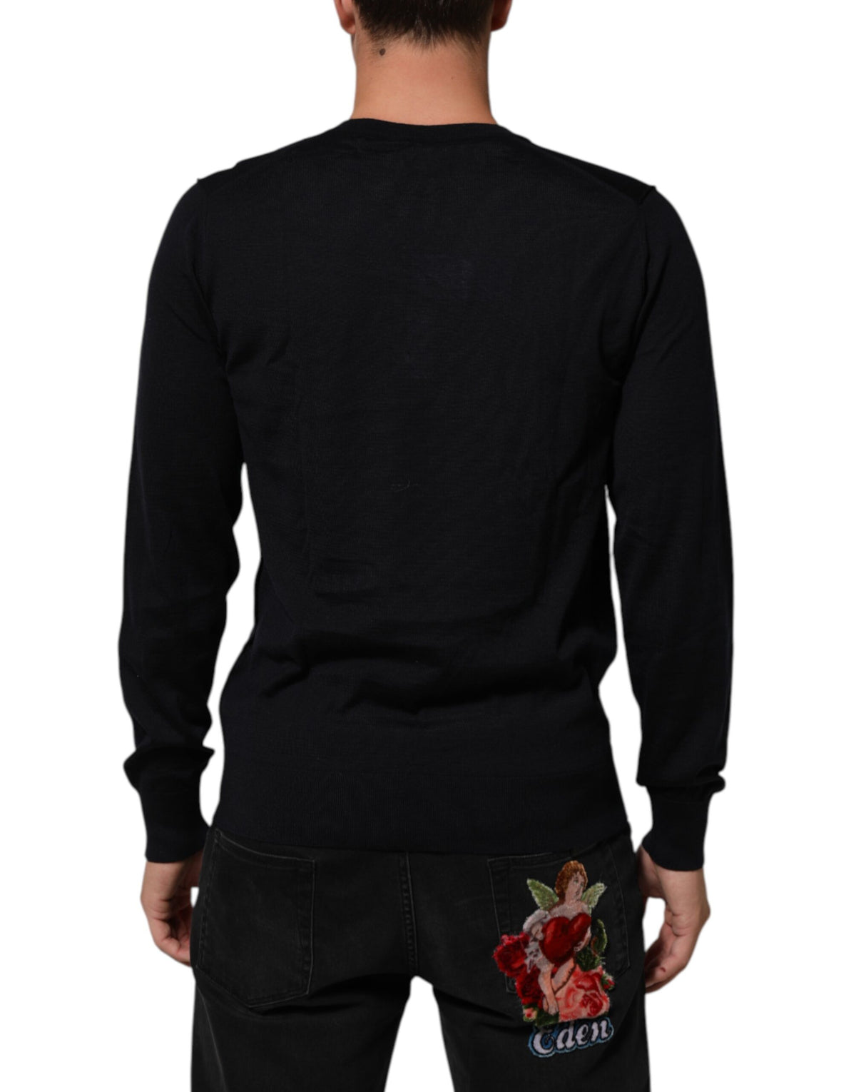 Dolce & Gabbana Black Cashmere Knit V-Neck Pullover Sweater