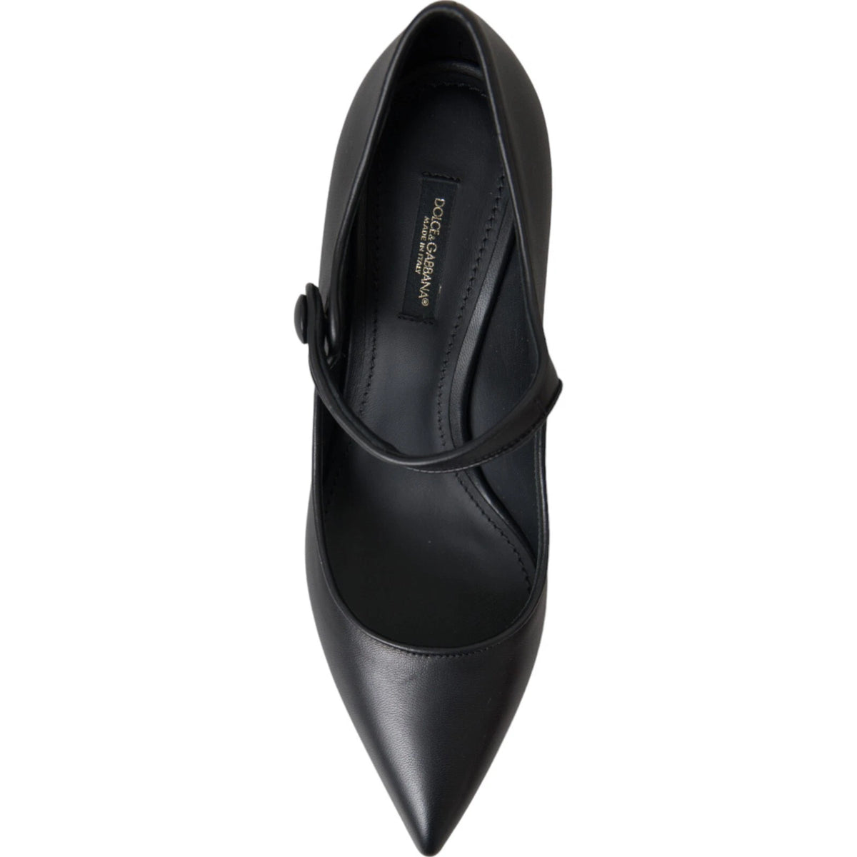 Dolce & Gabbana Black Leather Logo Heels Mary Janes Pumps Shoes