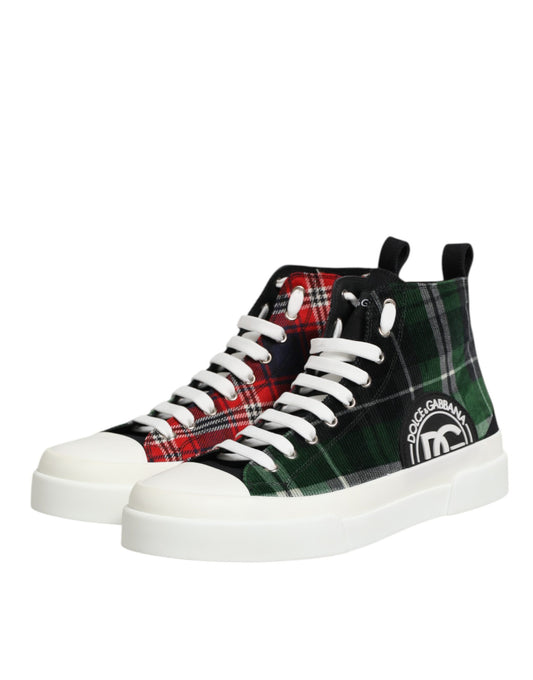 Dolce & Gabbana Multicolor Cotton High Top Men Sneakers Shoes