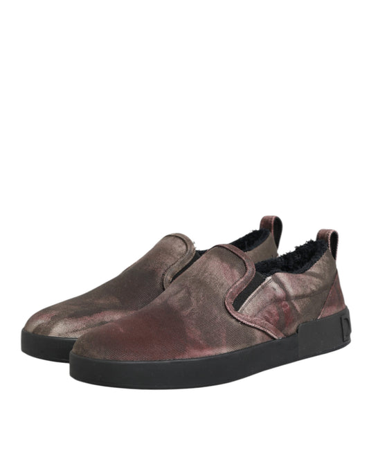 Dolce & Gabbana Multicolor Cotton Low Top Slip On Men Sneakers Shoes