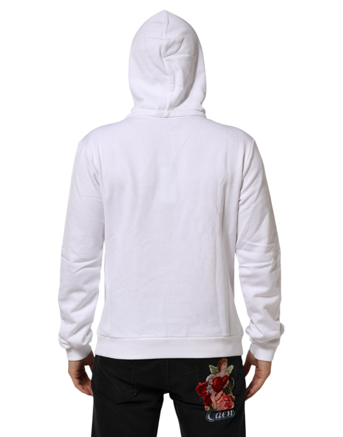 Dolce & Gabbana White Sacred Heart Hooded Sweatshirt Sweater