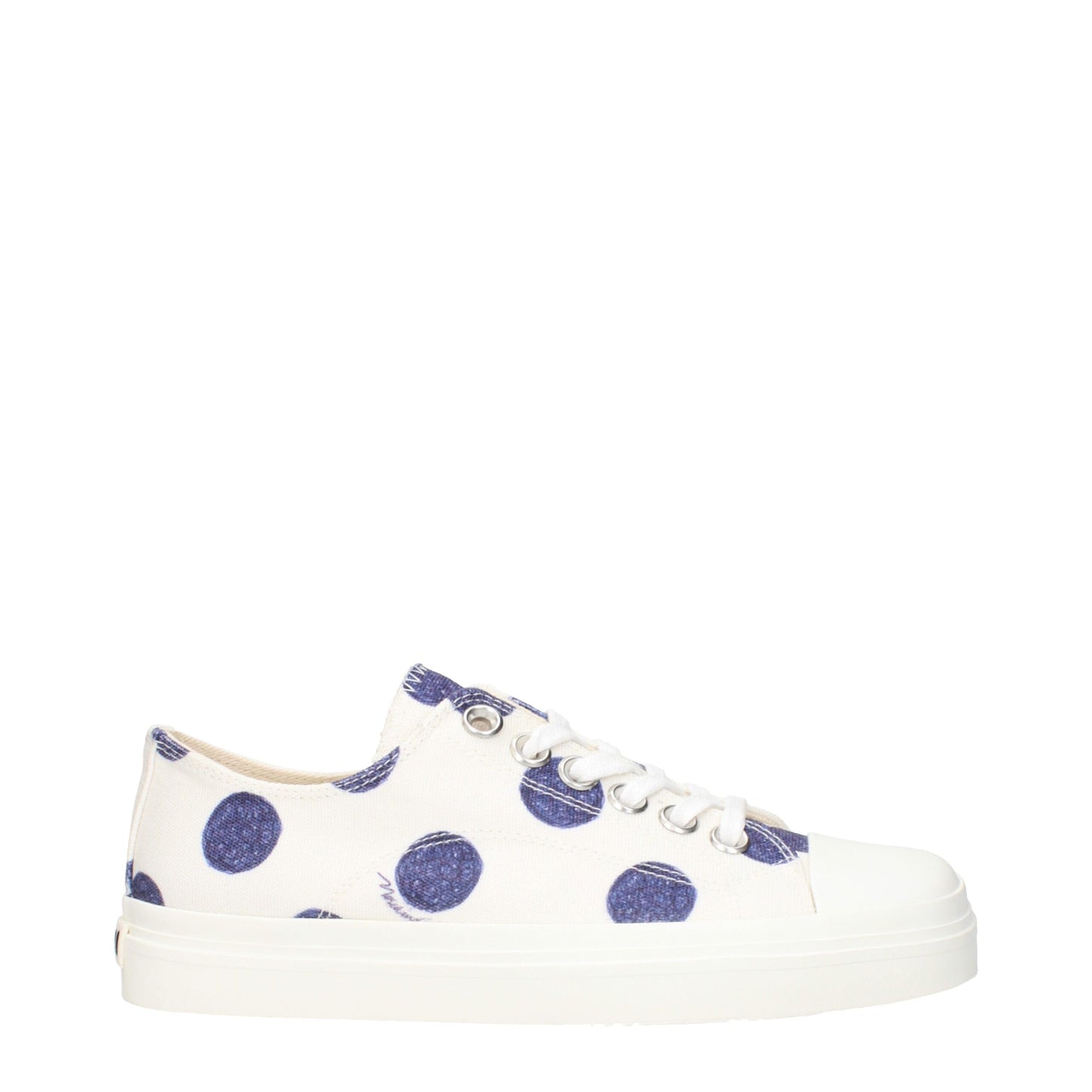 White Fabric Low Top Sneakers