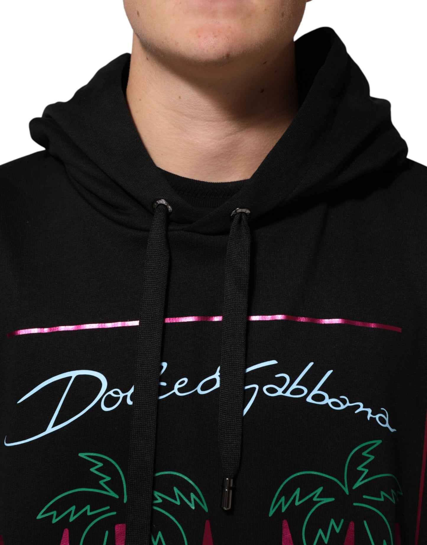 Black Printed Hooded Men Sweatshirt Sweater