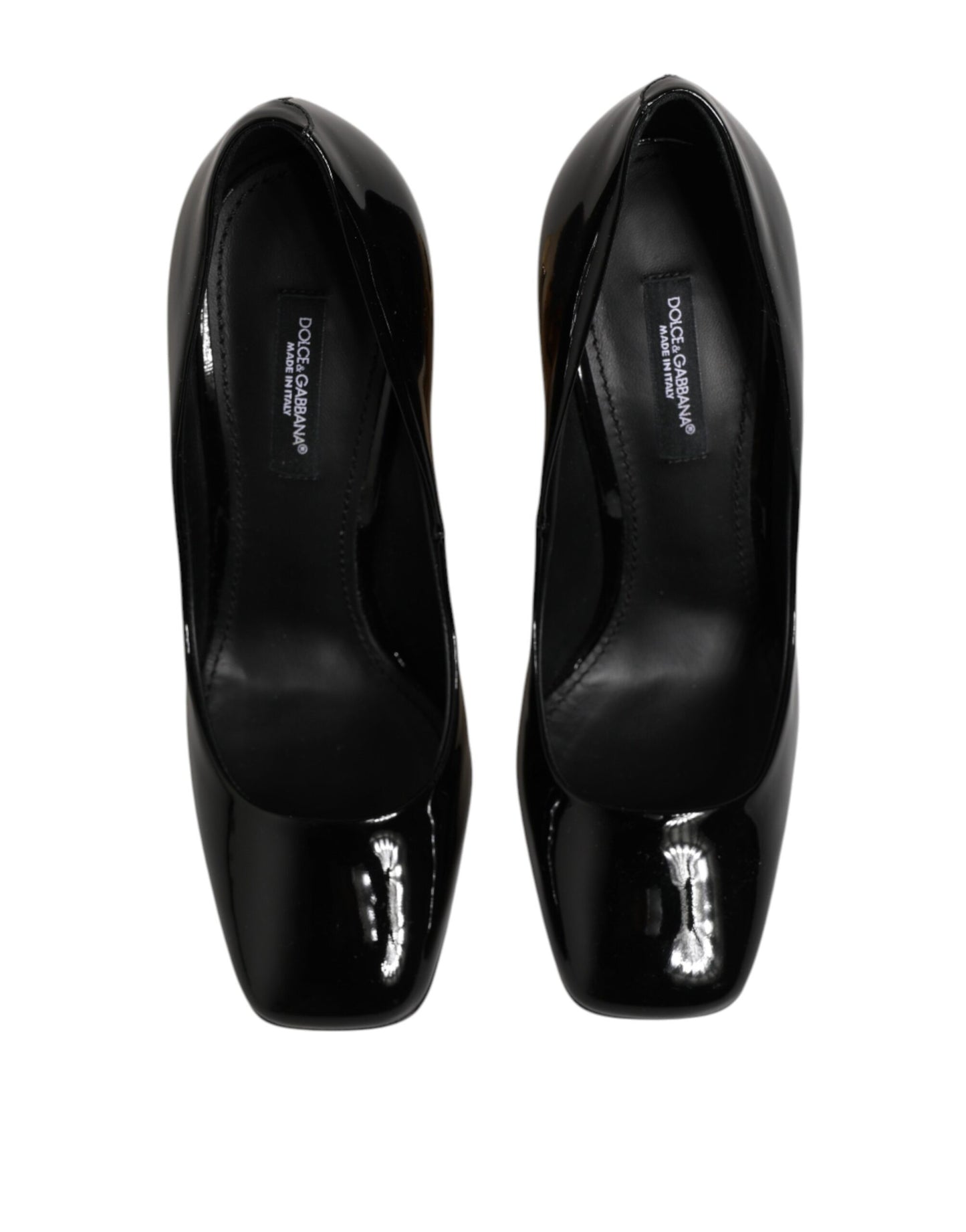 Black Gold Patent Leather Logo Heels Pumps Shoes