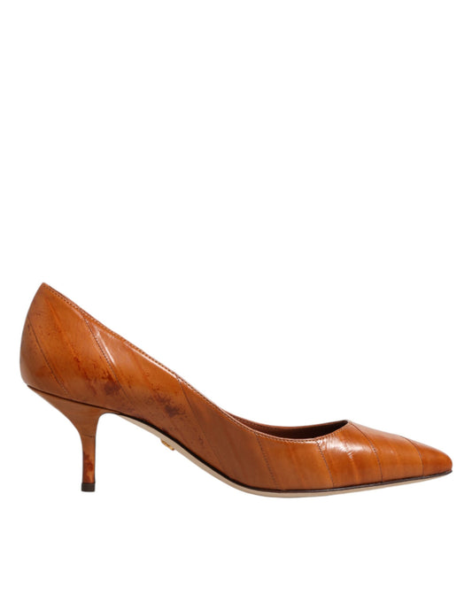Dolce & Gabbana Brown Leather Kitten Heels Pumps Shoes