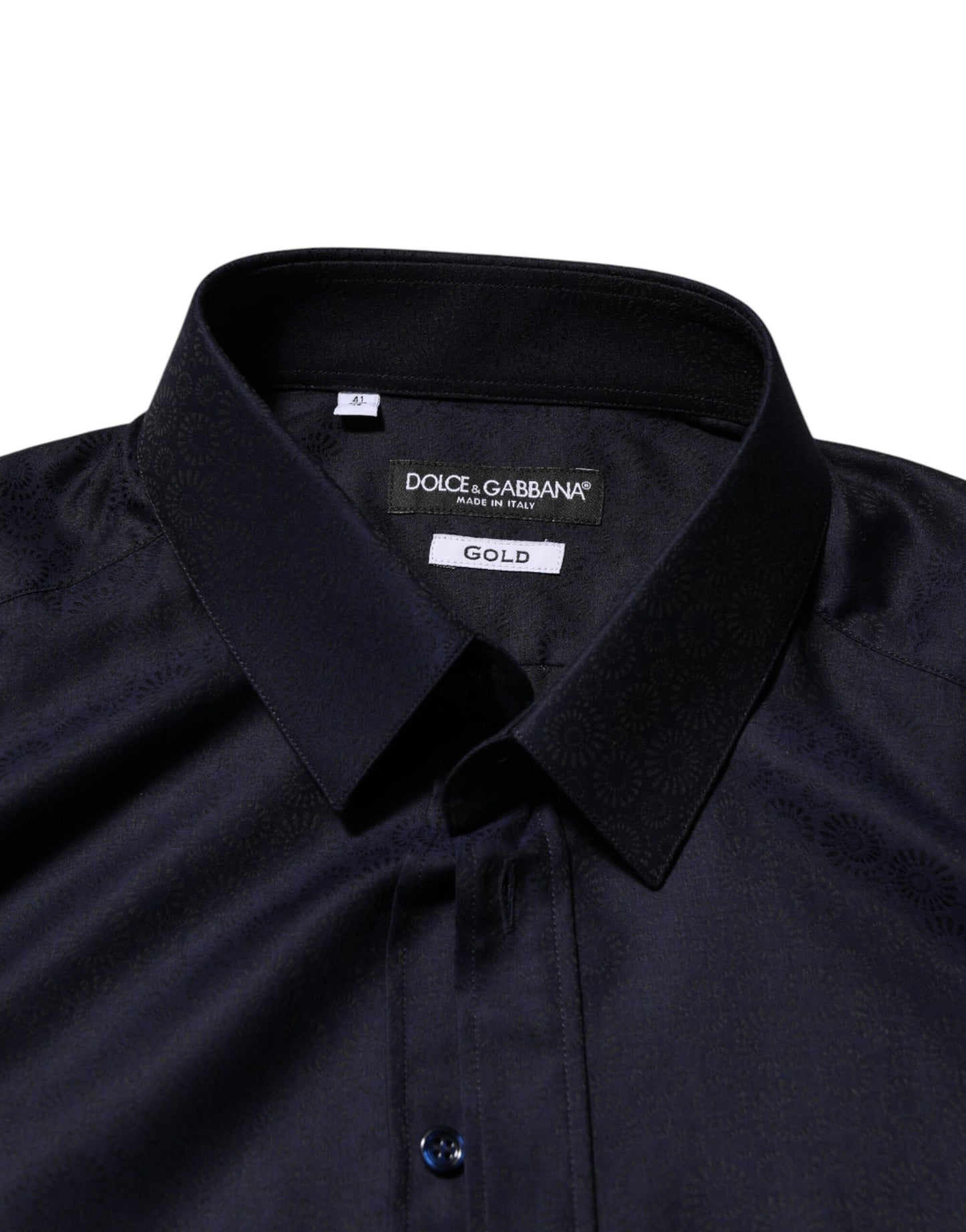 Blue Cotton Collared Long Sleeve GOLD Men Dress Shirt