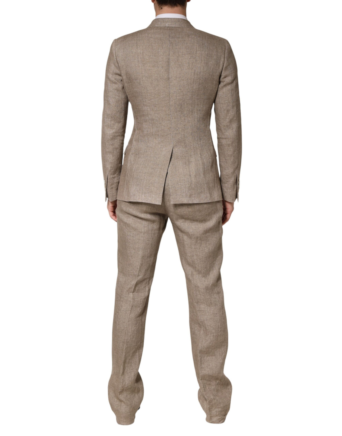 Dolce & Gabbana Beige Linen Double Breasted 2 Piece Men Suit