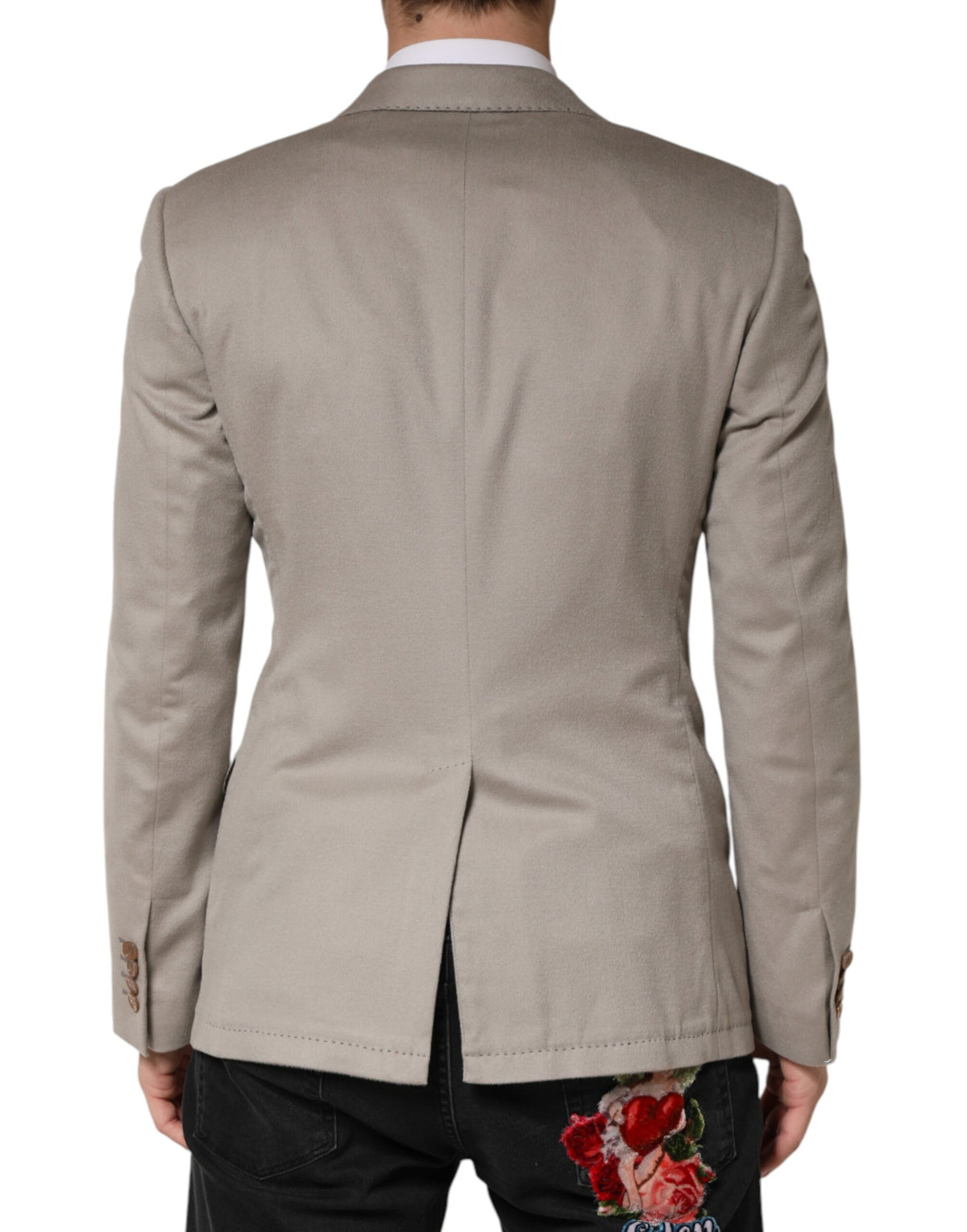 Dolce & Gabbana Gray Cashmere Single Breasted Jacket Blazer