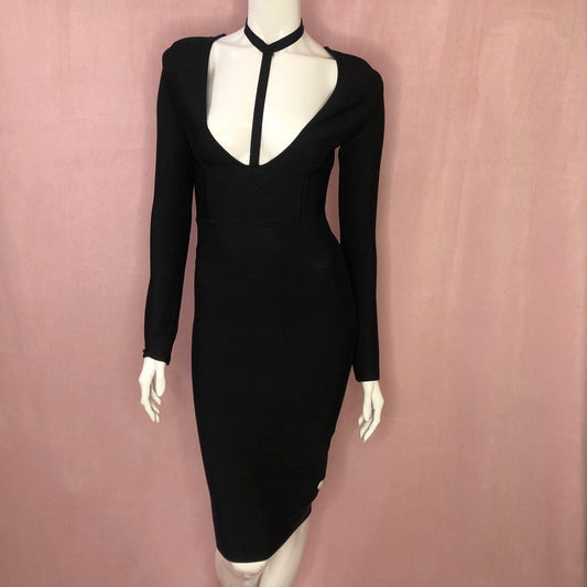 Choker Bodycon Black Mini Dress