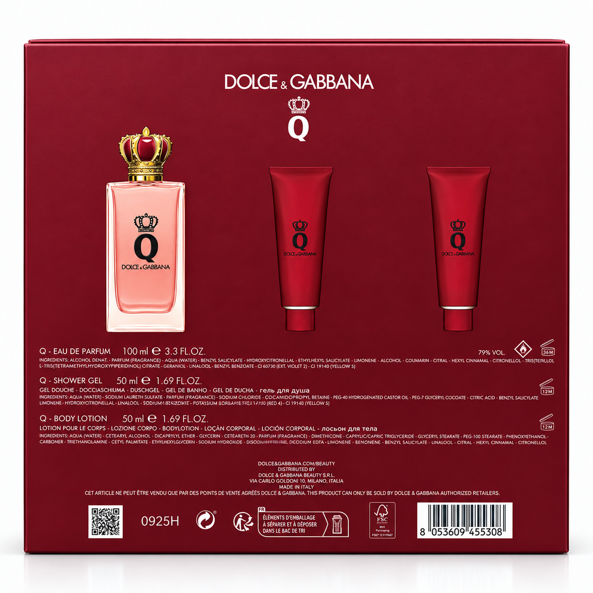 Dolce & Gabbana Q (W) Eau de Parfum 3-Piece Gift Set – 3.3 oz