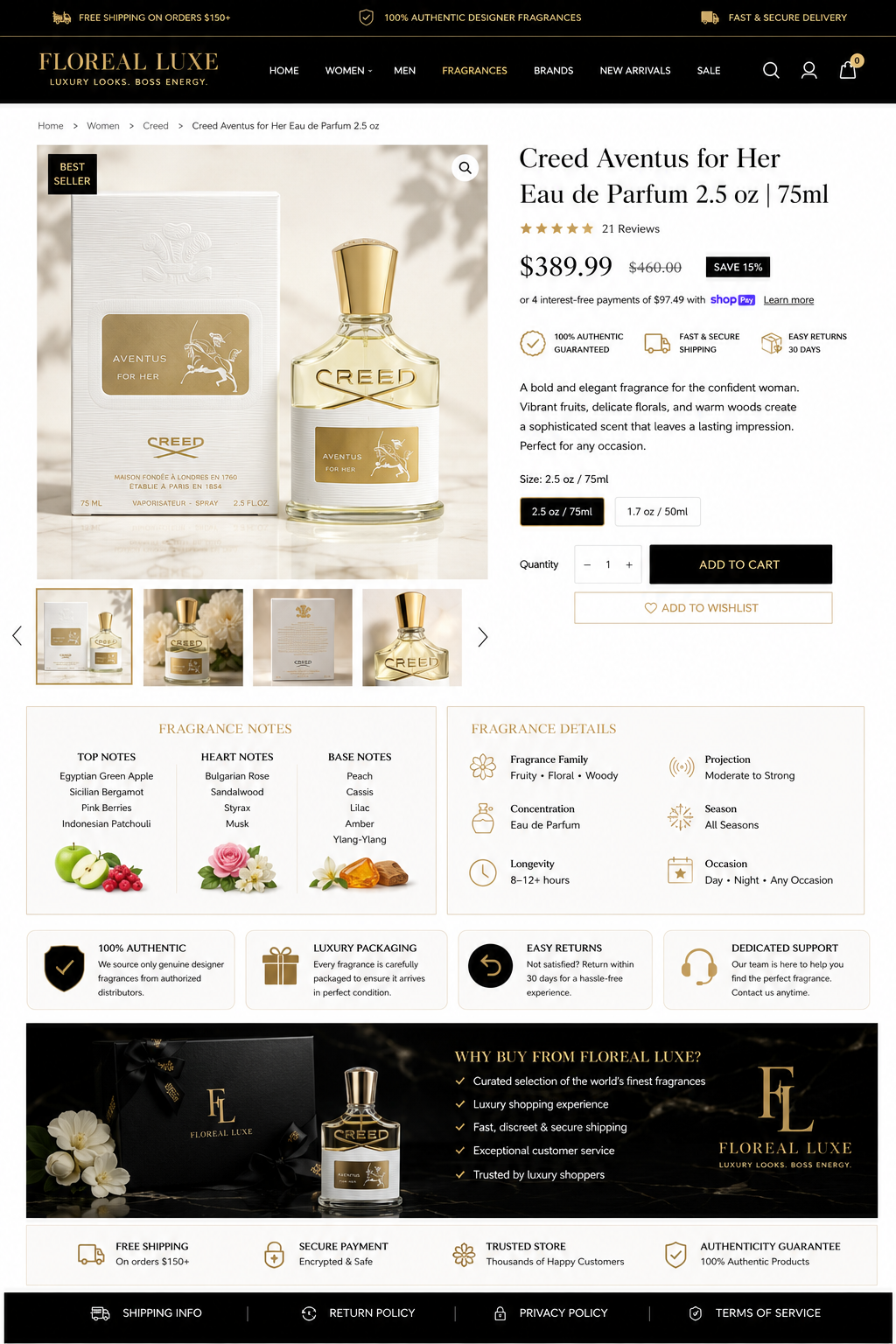 Creed Aventus for Her Eau de Parfum 2.5 oz | 75ml