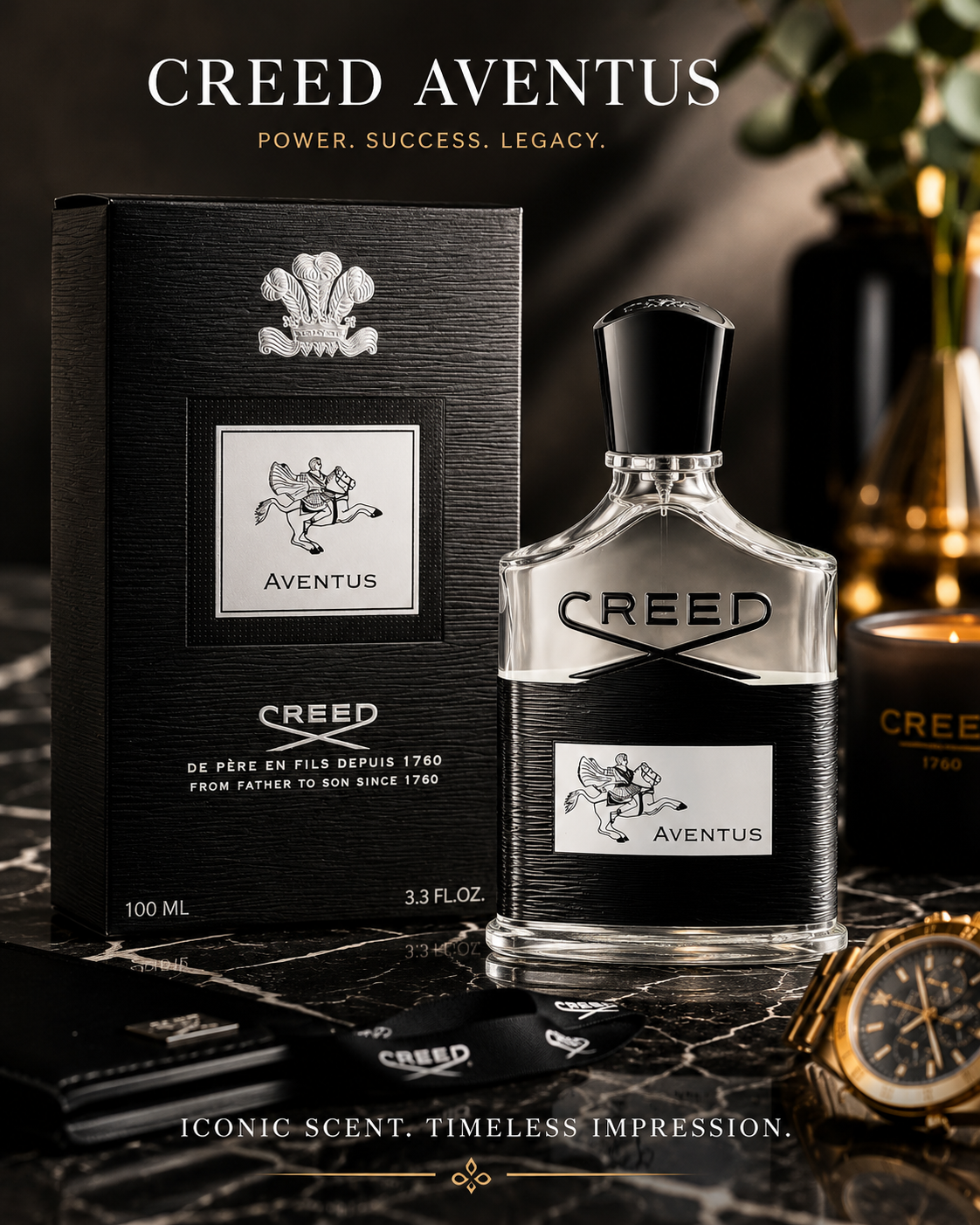 Creed Aventus Eau de Parfum 3.3 oz (100ml) | Authentic Luxury Men’s Fragrance