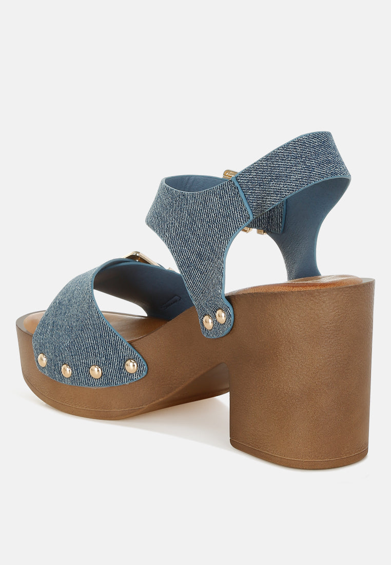 Vipasa Studded Denim Clog Sandals by Mode