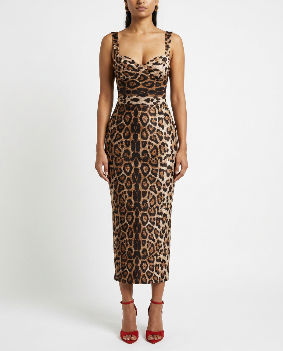 Sahara Leopard Midi Dress
