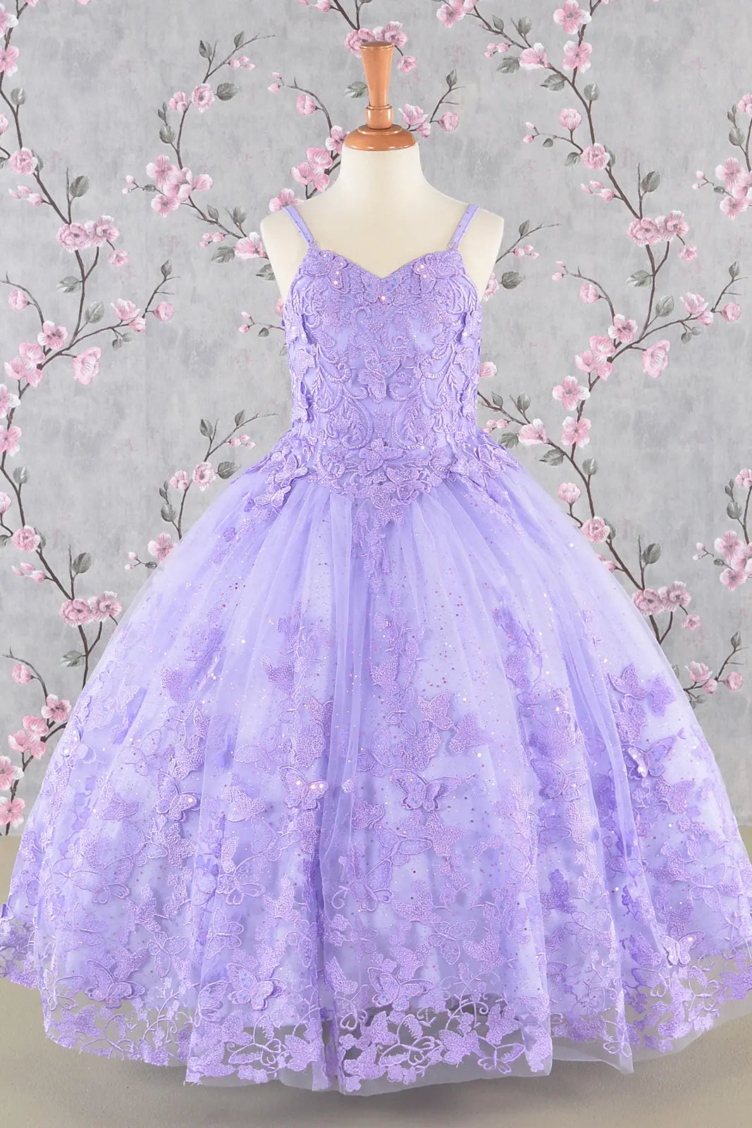 3 d butterfly sequin mesh kids dress w detachable long mesh cape GLGK114