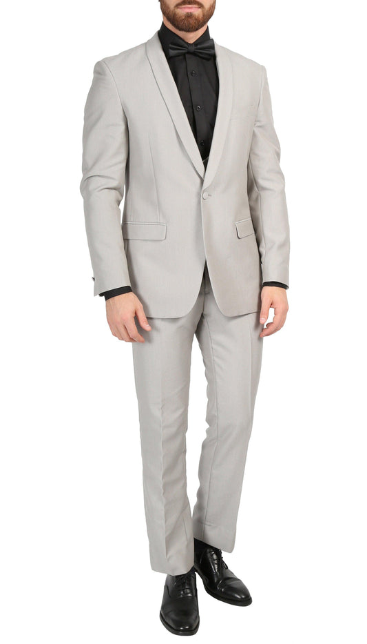 Ferrecci Men's Daxson Grey Slim Fit Shawl Collar 3pc Tuxedo